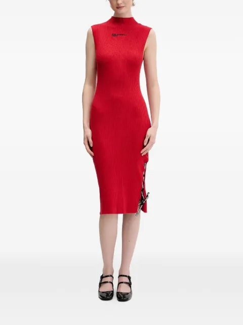 Karl Lagerfeld Jeans lace-up rib midi dress Red B1W130411HC