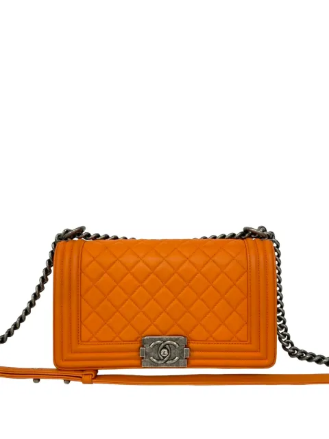 CHANEL Pre-Owned 2014-2015 Old Medium Quilted Lambskin Boy Flap crossbody bag Orange U6JM9LR1D4JOHIF5