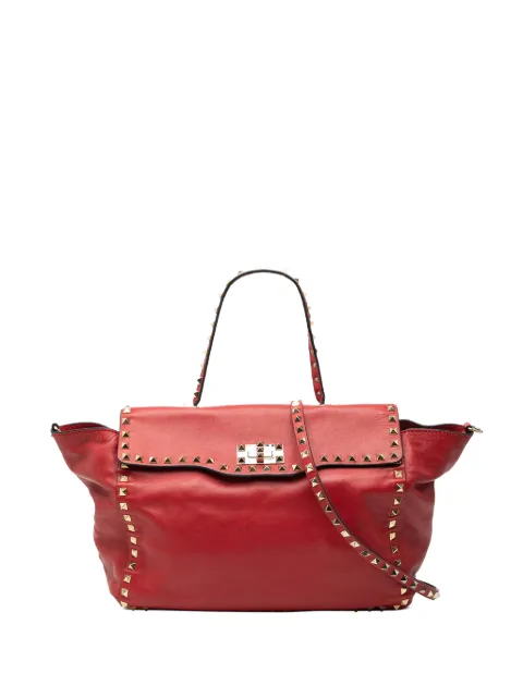 Valentino Garavani Pre-Owned 2000-2025 Medium Leather Rockstud Trapeze Flap satchel Red EWGIBZ3Z7O5R8XHL