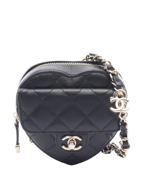 CHANEL Pre-Owned 2021-2026 CC Quilted Lambskin CC in Love heart belt bag Black RAOPPM7GNT38YKPA