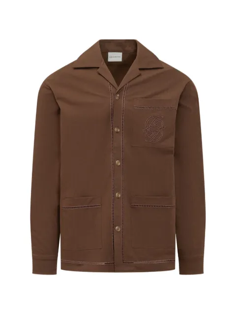 Drôle De Monsieur embroidered-logo shirt Brown KSH262CO278
