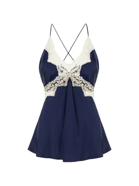 Alberta Ferretti lace-trim top Blue 261U08071627