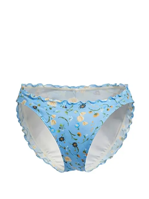 Seafolly ruffled floral-print bikini bottom Blue 40758262