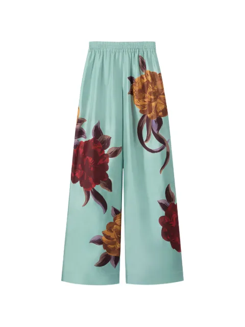 La DoubleJ floral-detail palazzo pants Green TRO0026SIL001R26