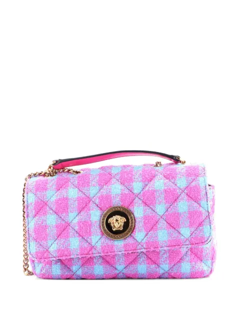 Versace Pre-Owned Medusa Icon Chain Flap Bag Quilted Tweed East West shoulder bag Pink W4Y4JFD8I9YBBEM0