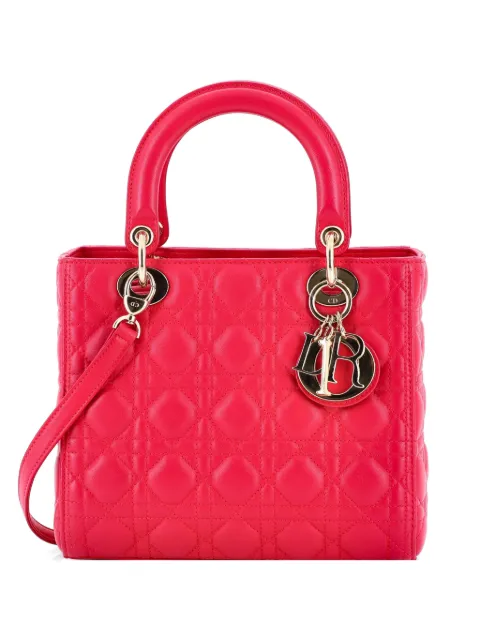 Christian Dior Pre-Owned Lady Dior Bag Cannage Quilt Lambskin Medium satchel Pink L6KV9BXEY9EXO4OE