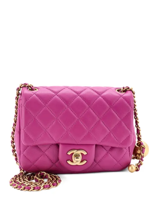 CHANEL Pre-Owned Pearl Crush Square Flap Bag Quilted Lambskin Mini crossbody bag Pink LB7XE6TK50OP56Z6