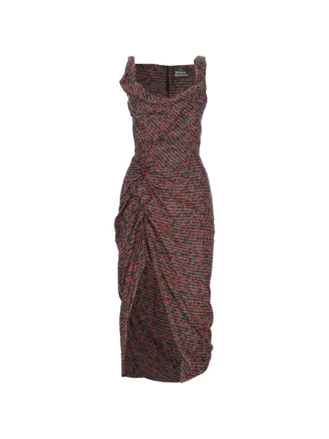 Vivienne Westwood draped print-detail midi dress Red 110103BFW01F5N204