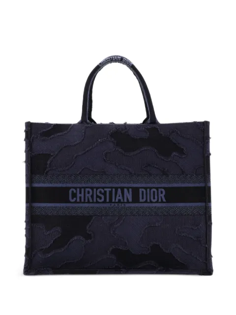 Christian Dior Pre-Owned Book Camouflage Embroidered Canvas Large tote bag Blue GG3AKWAYDQKJ2VV5