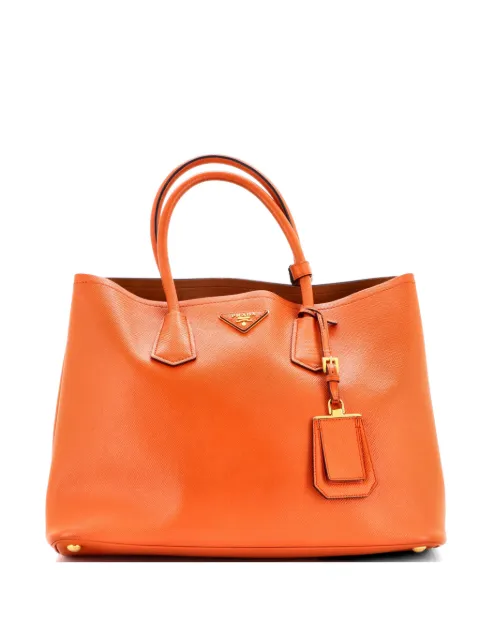 Prada Pre-Owned Cuir Double Saffiano Leather Medium tote bag Orange 49NBJ284BT9WNWDC