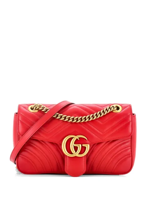 Gucci Pre-Owned GG Marmont Flap Bag Matelasse Leather Small crossbody bag Red P7EOYN1IS8BCWLQ5
