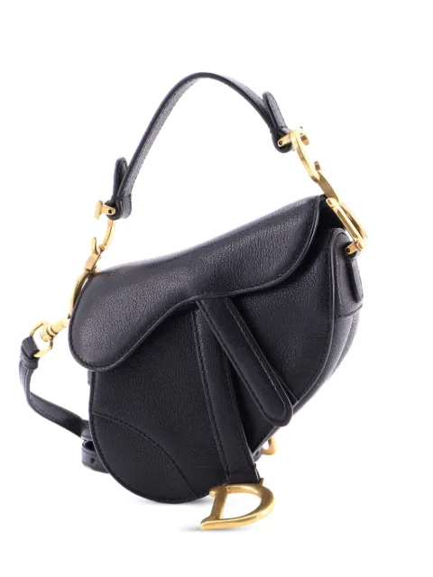 Christian Dior Pre-Owned Saddle Handbag with Strap Leather Micro shoulder bag Black 6HRJ5VFAMQ08DXRD