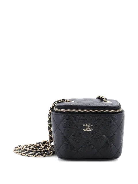 CHANEL Pre-Owned Classic Vanity Case with Chain Quilted Caviar Mini pouch Black TCM25QSSXWKRUFQU