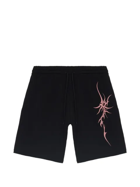 IUTER graphic-detail drawstring cotton shorts Black 24SISS10