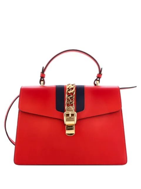 Gucci Pre-Owned Sylvie Top Handle Bag Leather Medium satchel Red MUXNJX3DNLI1554W