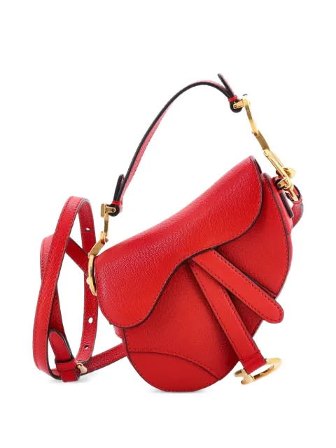 Christian Dior Pre-Owned Saddle Handbag with Strap Leather Micro shoulder bag Red A08SQHIB8LGAATOG