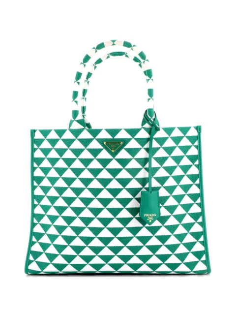 Prada Pre-Owned Symbole Shopper Jacquard Large tote bag Green 06R9P94Z6KUF35W8