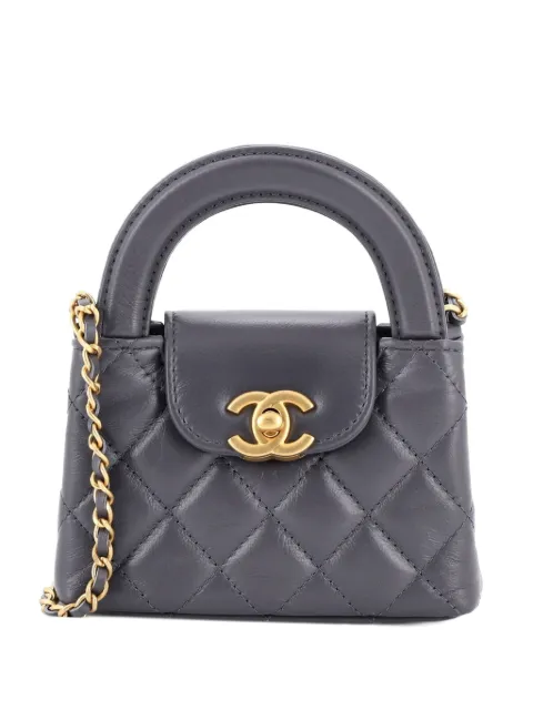 CHANEL Pre-Owned Kelly Top Handle Shopping Bag Quilted Shiny Aged Calfskin Nano crossbody bag Grey 2SGUI49UPMGHTGMH