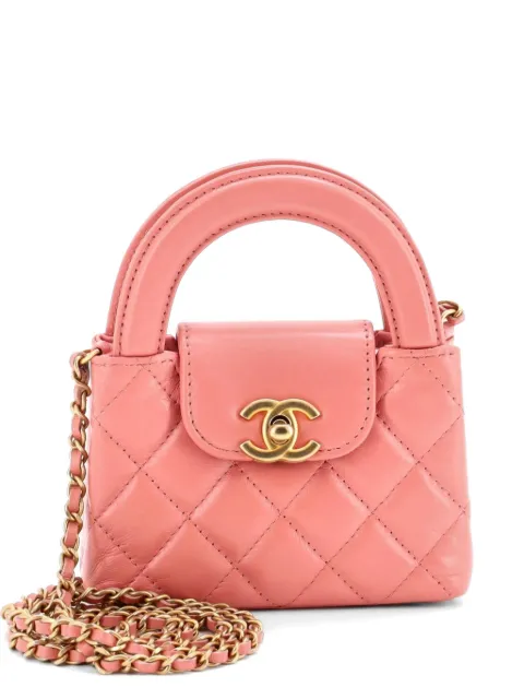 CHANEL Pre-Owned Kelly Top Handle Shopping Bag Quilted Shiny Aged Calfskin Nano crossbody bag Pink NSFCWZRCMU51QBBC