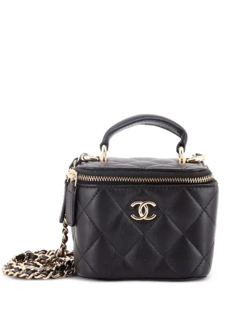 CHANEL Pre-Owned Classic Top Handle Vanity Case with Chain Quilted Lambskin Mini crossbody bag Black NHLRD09QPSO7YJS5