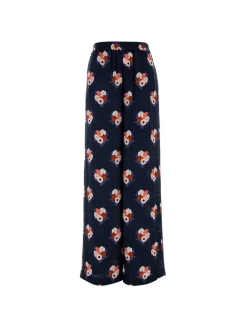 FENDI floral-print silk palazzo pants Blue FR6494AW9H