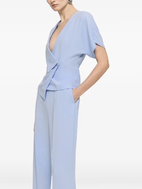 NISSA V-neck crepe top Blue TOP16522BLUE