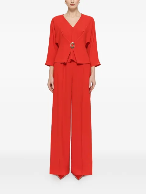 NISSA high-waisted crepe palazzo pants Red P16523