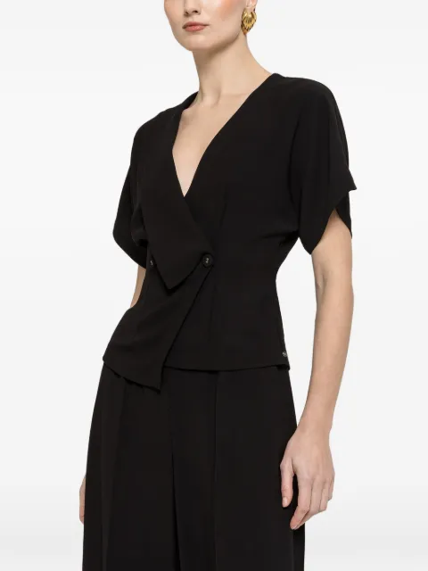 NISSA V-neck button top Black TOP16522BLACK