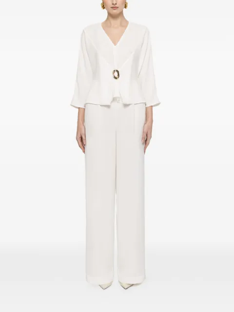 NISSA high-waisted crepe trousers White P16523