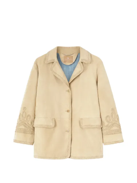 Ermanno Scervino embroidery suede jacket Neutrals D480I324RIFQ