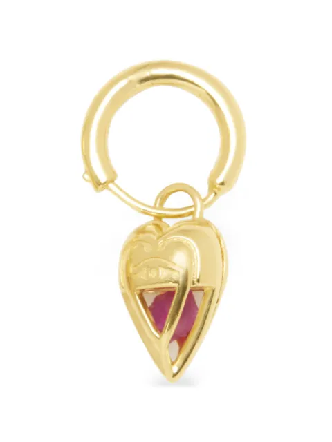 Capsule Eleven heart-pendant ruby hoop earrings Gold THELLOVERSHEARTHOOPSSINGLEGOLDRAWRUBY