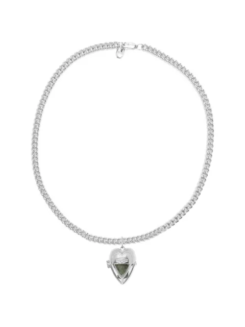 Capsule Eleven heart-pendant emerald necklace Silver THELOVERSHEARTCHOKERSILVERRAWEMERALD