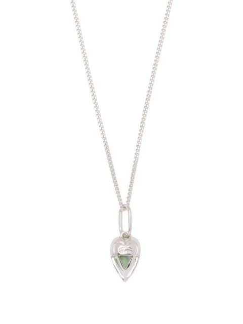 Capsule Eleven heart-pendant emerald necklace Silver THELOVERSMINIHEARTNECKLACESILVERRAWEMERALD