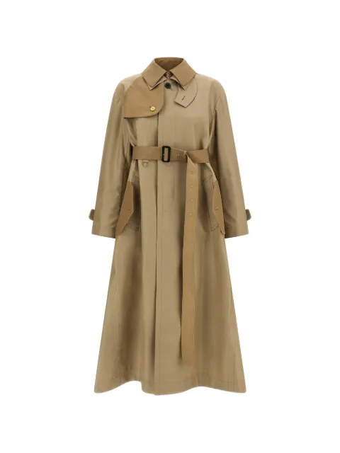 sacai double-layer collared trench coat Neutrals 2608294