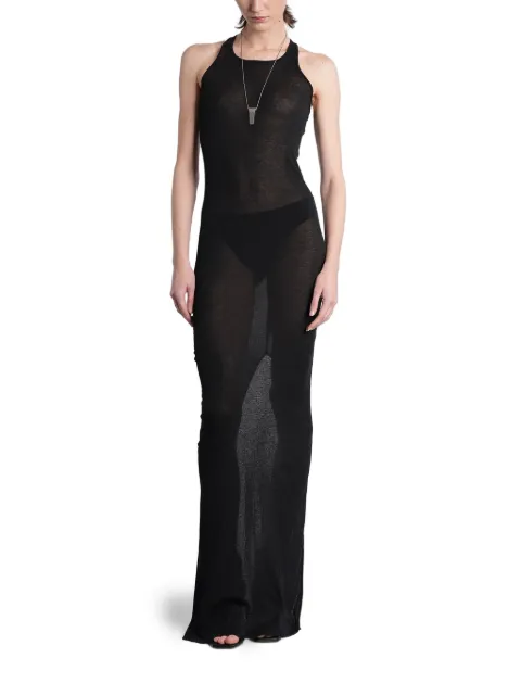 Rick Owens racer-back semi-sheer dress Black RO01F6596MR