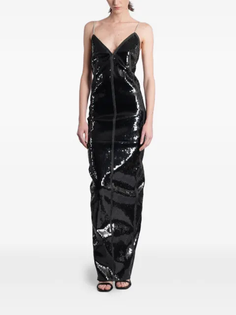 Rick Owens Maillot Gown sequin-embellished open-back cotton maxi dress Black RP01F6519SRAKM1