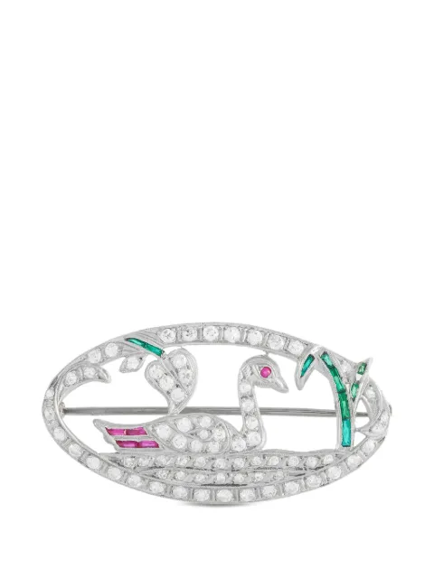 LB Exclusive diamond white gold brooch Silver MF32020426