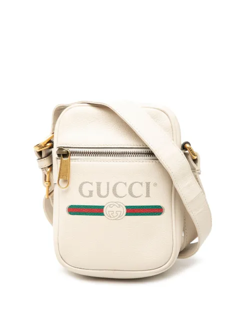 Gucci Pre-Owned 2000-2015 Mini Grained Calfskin Logo crossbody bag White 23FPWCH7VBSB0UH5