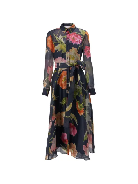 Carolina Herrera floral belted midi dress Blue R2611N545PRG
