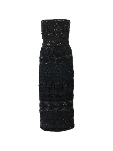 Carolina Herrera embroidered tulle strapless midi dress Black R2611E556NTU