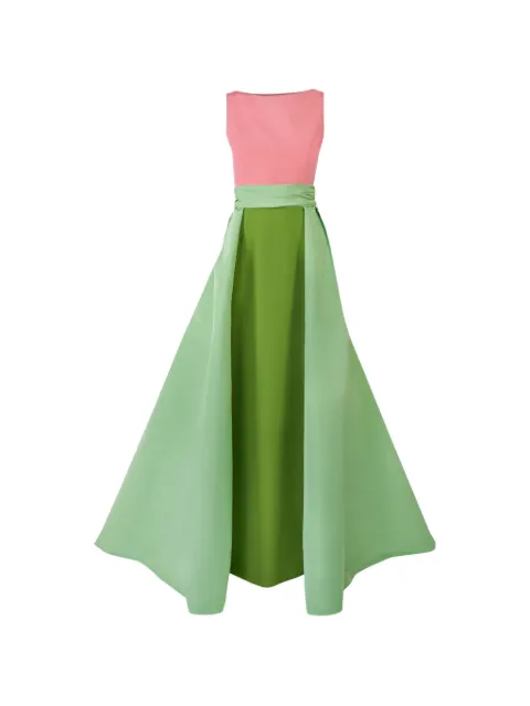 Carolina Herrera color-blocked column gown with overskirt Green R2611N717SFA