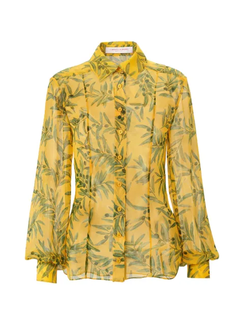 Carolina Herrera olive branch-print shirt Yellow R2611N209OBC