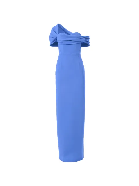 Carolina Herrera draped off-shoulder column gown Blue R2611N731SFR