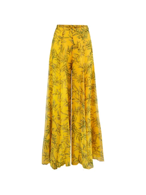 Carolina Herrera olive branch-print extra-wide leg Iris pants Yellow R2611N419OBC