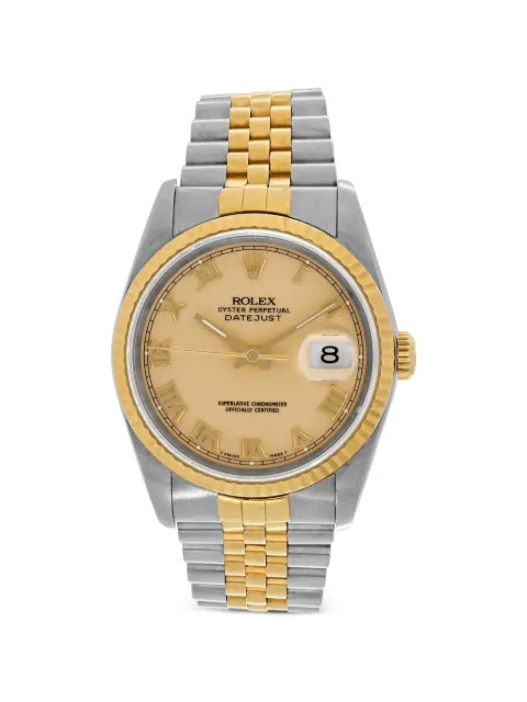 Rolex cream stainless steel 36mm datejust watch Neutrals 16233