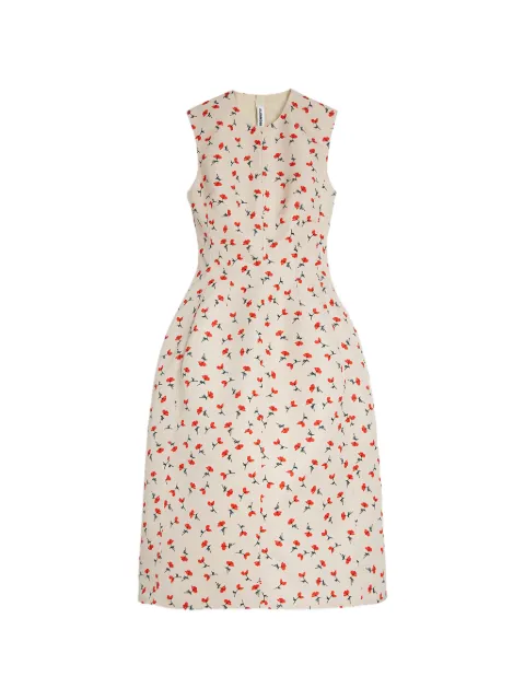 Jil Sander technical faille printed dress Neutrals J03CT0623J70233