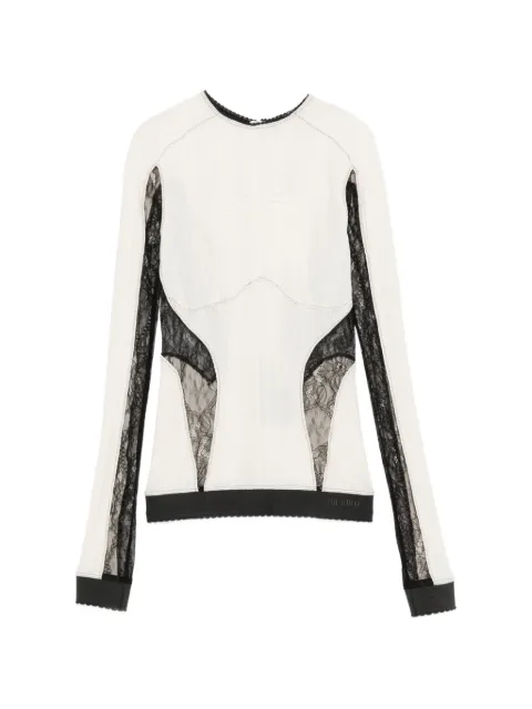 The Attico lace-insert ribbed-knit top White 261WCI00039MIX116AA