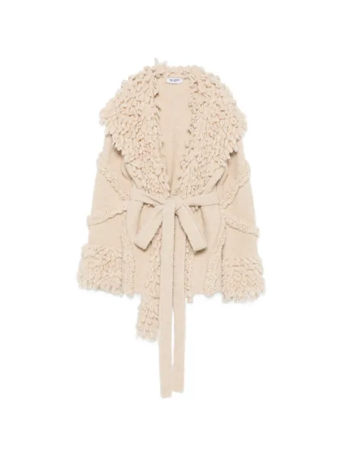 The Attico fringe-trim belted jacket Neutrals 261WCB00131KWW009AA