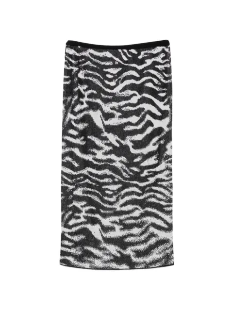 The Attico zebra-pattern jacquard-knit skirt Black 261WCS00322KMX006JQ