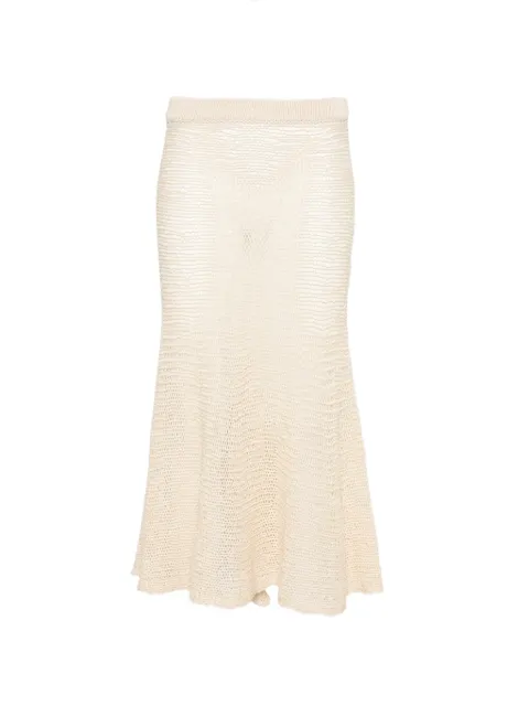 KHAITE Inaya crochet-knit midi skirt Neutrals 18166458